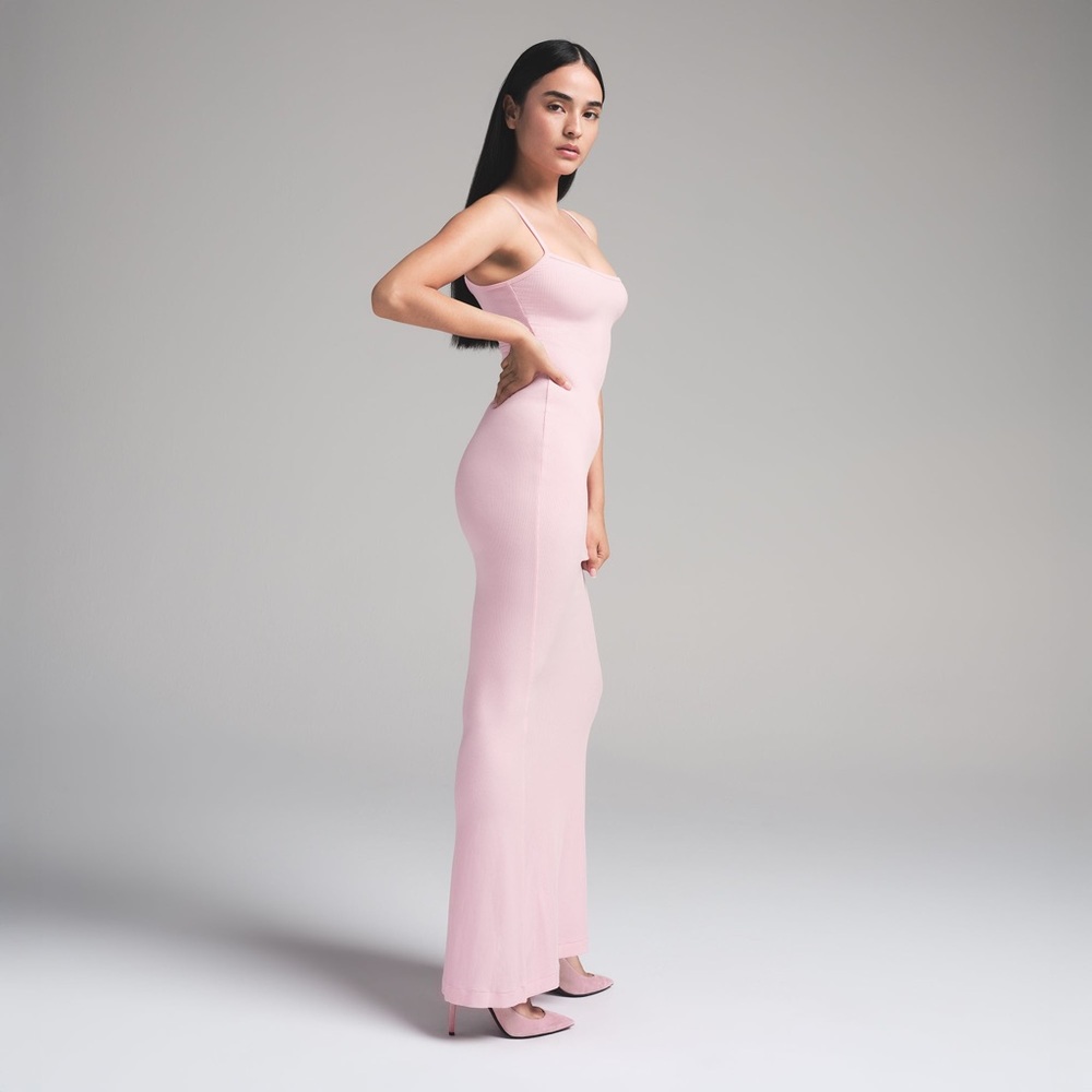 SKIMS Soft Lounge Ribbed Maxi Dress in Morganite Pink